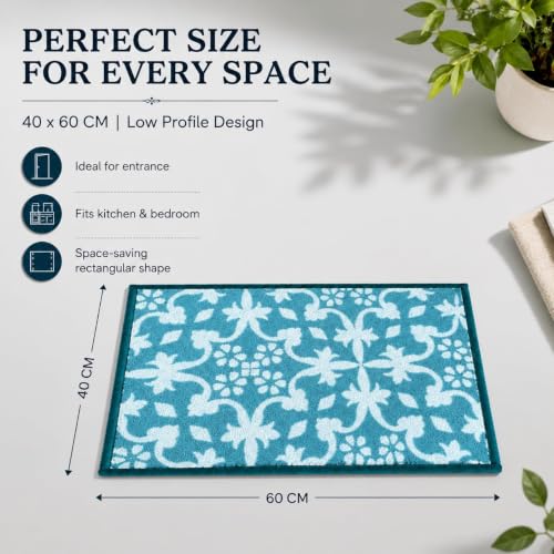 Image of Matz&More Anti Slip Multipurpose Floor Mat, 40x60cm, for Door, Entrance, Bathroom, Bedroom, Kitchen, Office, Tiles Turqoiuse
