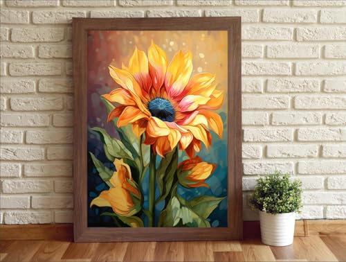 Image of MjhRcll Flowers Stamped Cross Stitch Kits,Daisy Embroidery Starter Kit for Beginners,Cross Stitch Kits for Adults 12x16 Inch