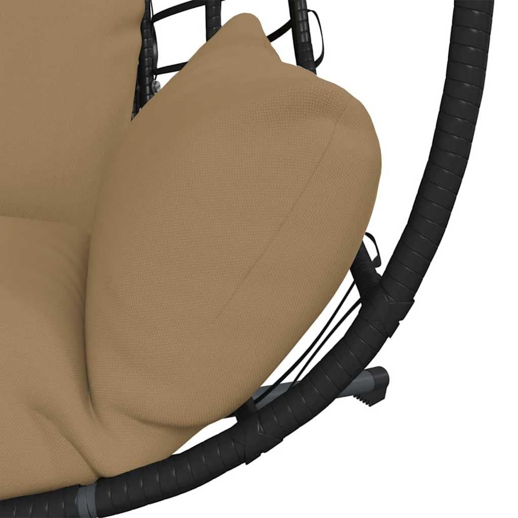 Sedia a Sospensione Uovo Rattan Tortora con Supporto Acciaio