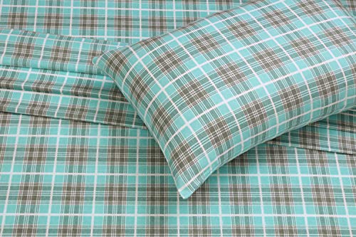 Ruvanti 100% Cotton 4 Pcs Flannel Sheets Full, Deep Pocket, Warm, Super Soft, Breathable, Moisture Wicking Full Size Sheet Sets, Bed Sheets Include Flat, Fitted Sheet,2 Pillowcase - Green Plaid #TOP1