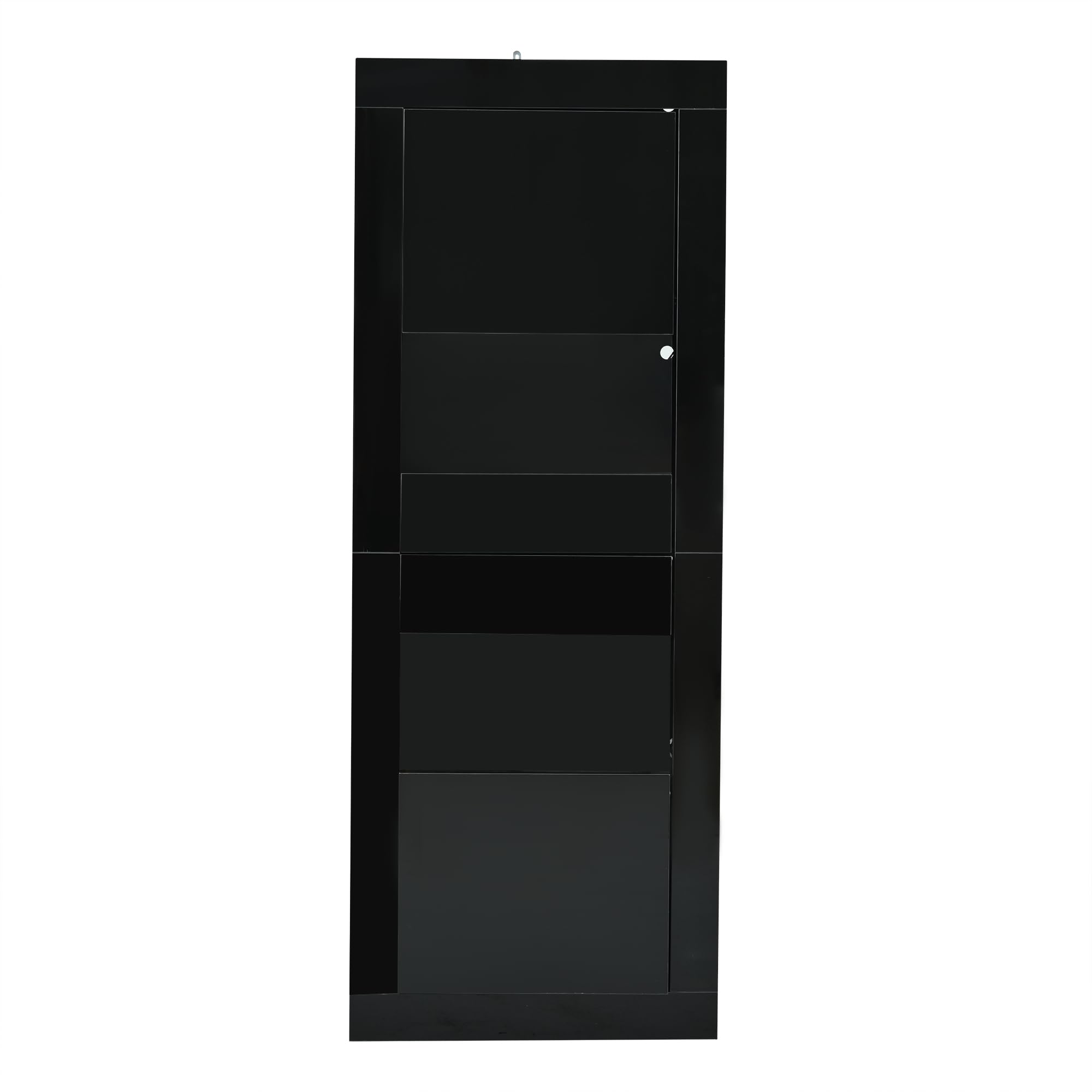 Vitrina de alto brillo, color negro, 1 estante de cristal, 61 x 42 x 162 cm, armario de almacenamiento