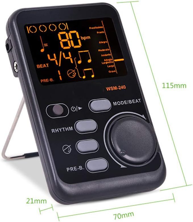 Multi-fution Cyfrowy Tuner Metronomu Generator Tonów Mini Metronom Przenośna Elektroniczna Bateria Metronomu Lub Usb Akumulator Do Pianina Skrzypce Gitara Trap Bęben Running All Umenty, black