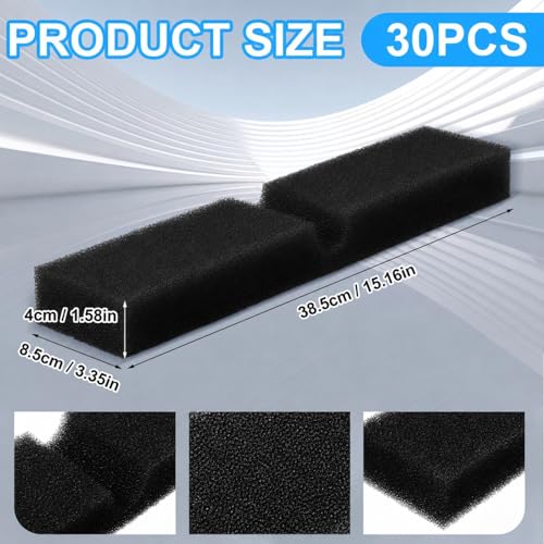 Image of Ziliny 30 Packs Replacement Foam Filter Pads Compatible with Fluval Fx4 Fx5 Fx6 Canister Filter, Aquarium Foam Filters Media, 30ppi Aquarium Bio Sponge Foams Filters Pads Black