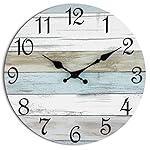 CHYLIN Wall Clock Silent Non Ticking Wall Clocks Battery Operated, Rustic Coastal Country Clock Decorative for Bathroom Kitchen(10 Inch)