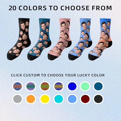 Custom Socks with FACE PHOTOS TEXT Made in USA, Personalized Funny Gifts for Birthday Christmas Wedding