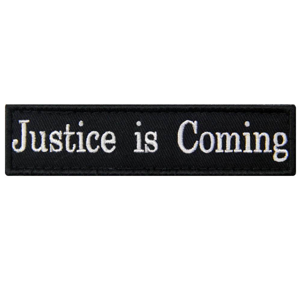 Justice is Coming Patch Biker Embroidered Applique Fastener Hook & Loop Emblem