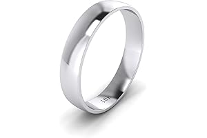 LANDA JEWEL Unisex Solid 10K White Rose Yellow Gold 4mm Comfort Traditional...