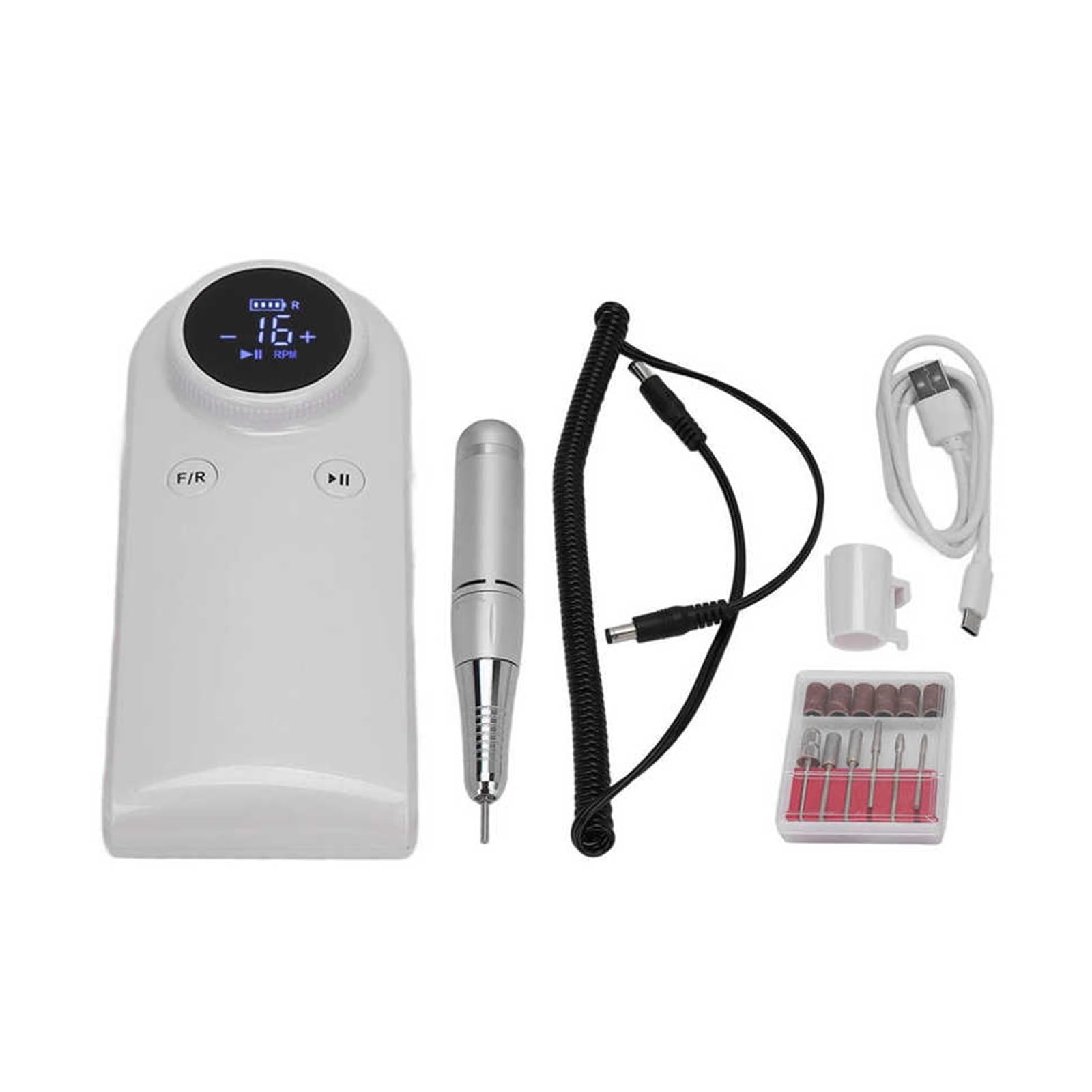 Torno para Uñas, Taladro eléctrico for uñas de 45000RPM con pantalla LCD HD, juego de fresado de manicura recargable, equipo de uñas for salón de uñas