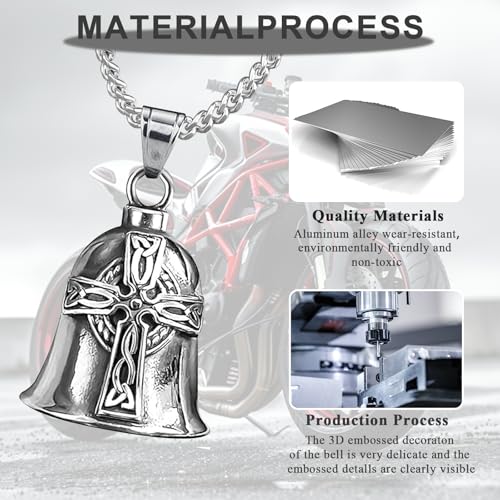 Image of vvag Motorcycle Bell Durable Guardian Angel Bell Hanger Biker Bell with Keychain Ring Motorcycle Accessories for Women