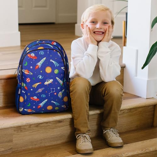 Image of Wildkin 15 Inch Backpack for Kids, Out of this World | Ages 5-10, padded straps, side water bottle pocket - coordinates with matching Wildkin lunch boxes and water bottles