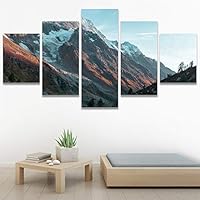 SIGNWIN 5 Panel Canvas Wall Art Modern Art Expressive Farmhouse/Country Landscape Mountain Top Multicolor Photography for Home Decorations Ready to Hang - 60