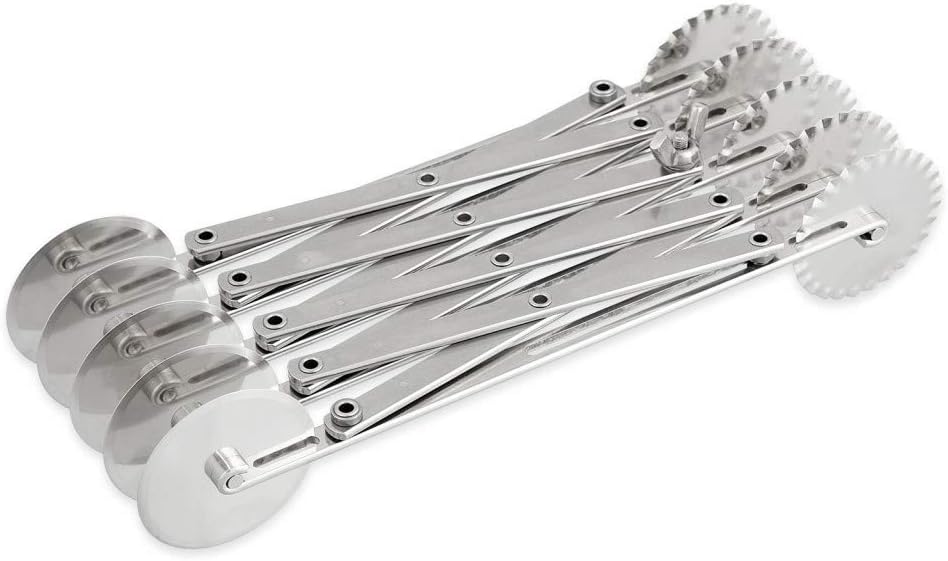 Thermohauser 5 Piece Dough Cutter (Stainless Steel) with Curved and Smooth Cutting Wheel Size 5.5cm