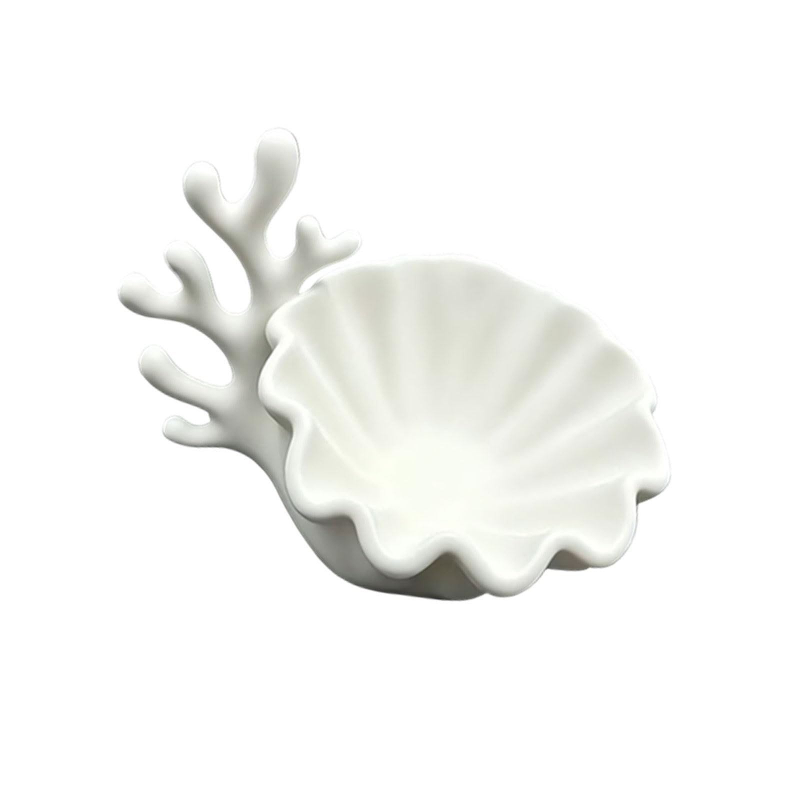 Dresser Top Trinket Bowl with Coral Accent, Shell Jewelry Tray for Earrings and Compact Tabletop Storage Display Jewelry Dishes Tray Trinket Bowl Catchall Earring Dresser Top Organizer Nightstand