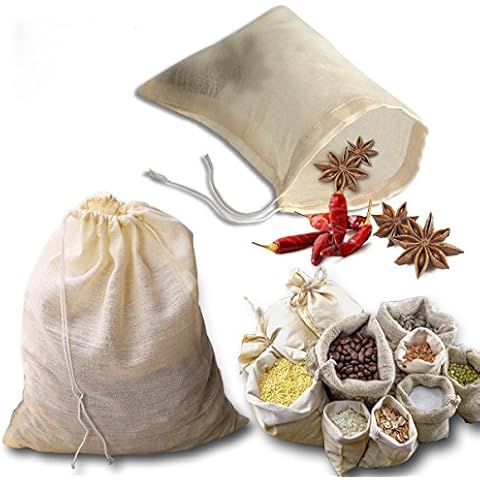 kingleder 12Pack Reusable Drawstring Cotton Soup Bags, Straining Herbs Cheesecloth Bags, Coffee Tea Brew Bags, Soup Gravy Broth Stew Bags, Bone Broth Brew Bags(4''x6'') Cover