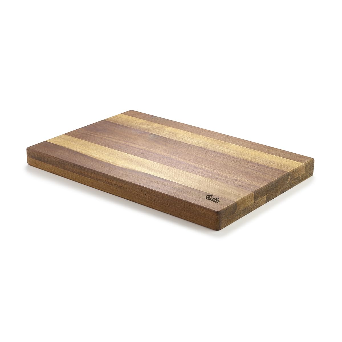 Fissler Schneidbrett Akazie 45 x 30 cm – großes Holzschneidebrett mit karbonisierter Oberfläche, antibakteriell, rutschfest mit Silikonfüßen, klingenschonend