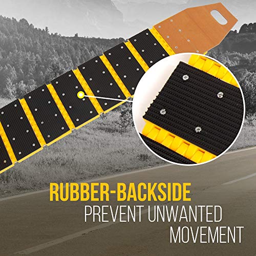Pyle PSPD16 Strapazierfähige, reflektierende Kunststoffhöcker, 2,7 m, für Auto, LKW, Fahrzeuge, Geschwindigkeitstöße für Asphalt, Beton, Kies, Garage, Auffahrt, Straßen, Parkplatz, schwarz
