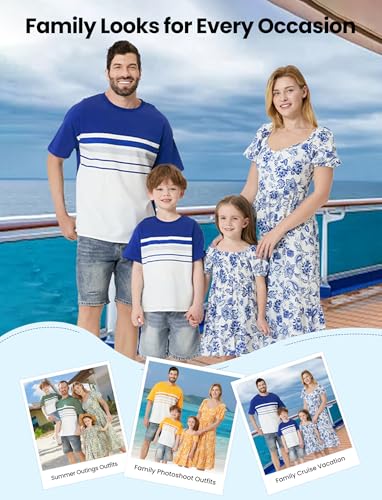 Image of PATPAT Family Matching Summer Outfits, Mommy and Me Matching Shirts Dresses Paisley Print Matching Dresses for Family
