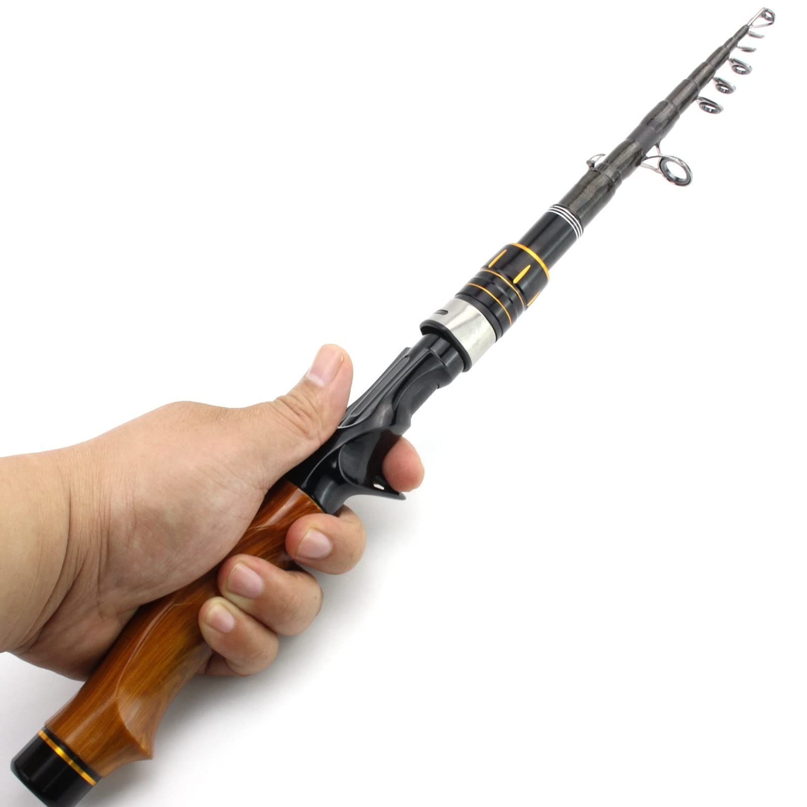 Panfish wędka węglowa spinningowa wędka podróżna przynęta pstrąg teleskopowa wędka przynęta waga 5-20 g karp drewniany uchwyt drążek wygodny do przenoszenia przynęty