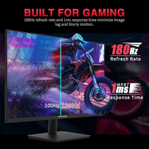 Image of Viewedge 27 inch Gaming Monitor 180hz (Supports 144hz /165hz) 1ms, 110% sRGB 1080p IPS Computer Monitor, DP HDMI, Built-in Speakers, Support Freesync and Wall Mount