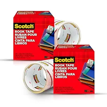 Scotch Book Repair Tape, Clear, 4 Inches x 15 Yards (3-Inch Core), 2 Rolls