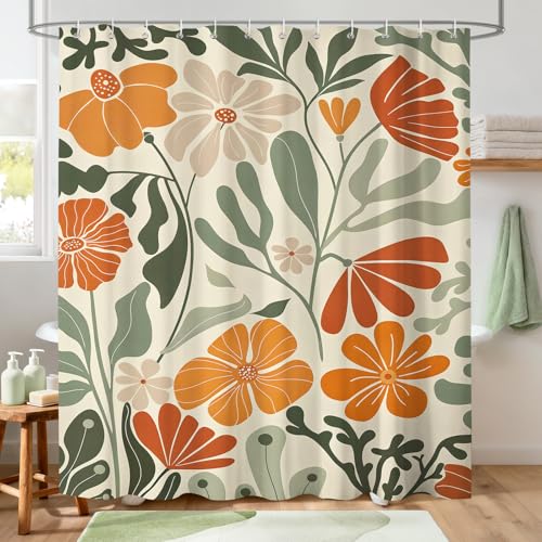Hopomoon Rideau de Douche 180x180 cm en Tissu Polyester Anti-Moisissure, Rideau de Baignoire Imperméable et Lavable avec Œillets Renforcés, Style Bohème...