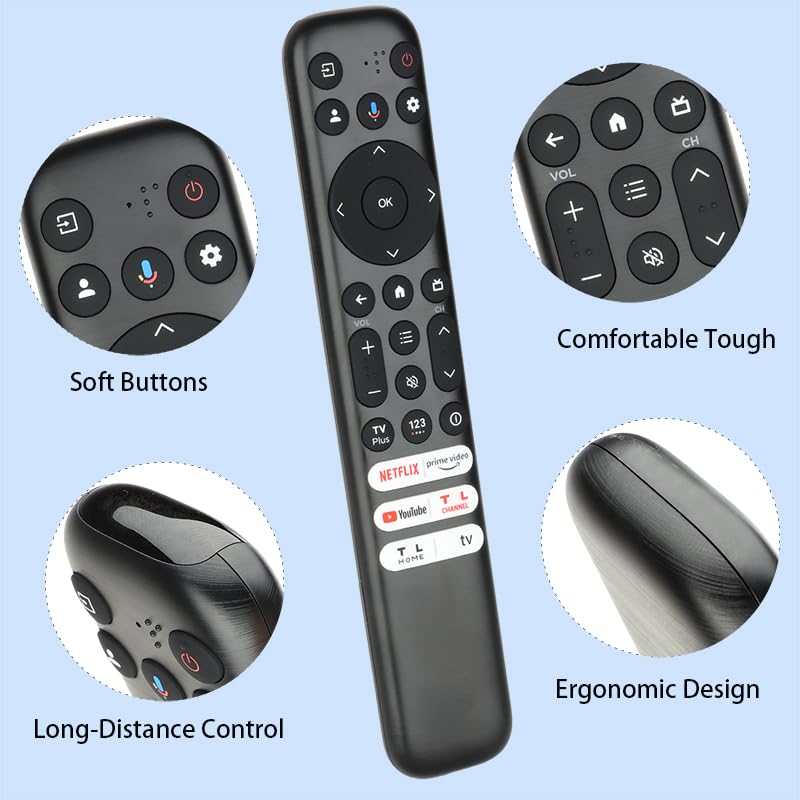 1 szt. Pilot głosowy RC813 do telewizorów TCL 55Q670G 65Q670G 55Q750G 65Q750G 85Q750G z Netlfix PrimeVideo YouTube