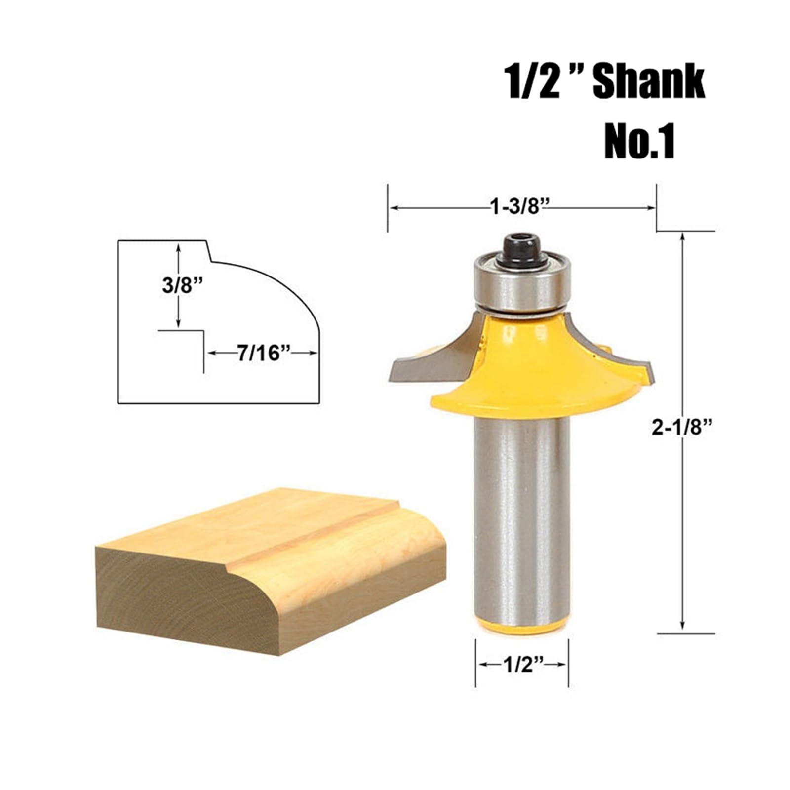 4 szt. 12mm 1/2 "Shank szuflada frez czołowy zaokrąglony i frezowanie krawędzi frez zestaw C3 z końcówką węglikową do obróbki drewna(12.7mm shank)
