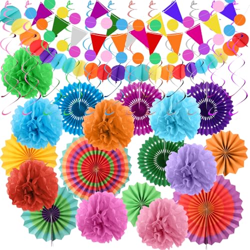 Pompons de papel, pompons multicolores decoração, 47 peças decorações para festas, aniversários e carnaval, casamentos graduação eventos acessórios decoração