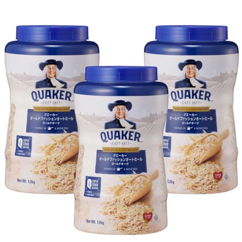 【 3個 セット 】クエーカー オールドファッション オートミール ロールドオーツ 1.2kg オーストラリア産 オーツ麦 食物繊維 大容量 7RabbitRiograndeオリジナルステッカー付 【商標登録番号 第6667215】