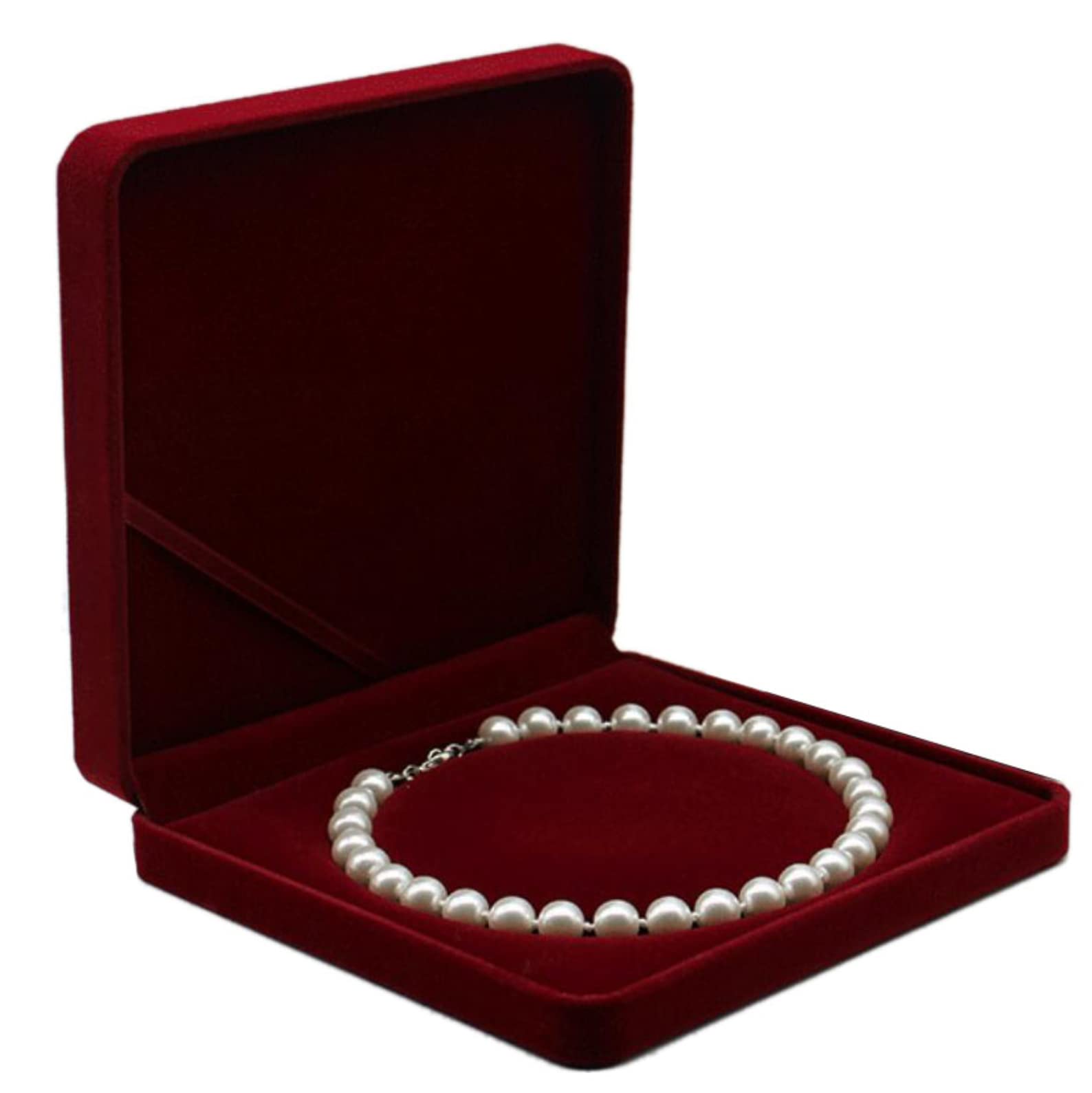 Scatola Portagioie In Velluto Blu – Astuccio Regalo Con Ciondolo, Collana, Anello E Orecchini – 18x18x3,5 Cm