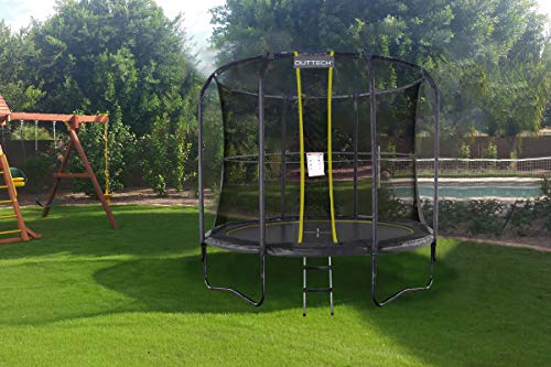 Preisvergleich Produktbild OUTTECH SkyRods Plus Trampolin, schwarz, Ø 250 cm, Metallsprungfedern, mit Sicherheitsnetz und Leiter, Gartentrampolin
