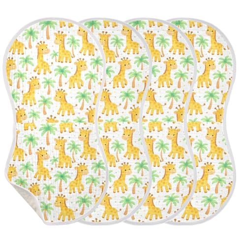 Cute Giraffes Baby Burp Cloths for Boys and Girls, Soft Muslin Spit Up Towels, 22"x11" Newborn Essentials for Feeding and Drooling, 2 Pack3