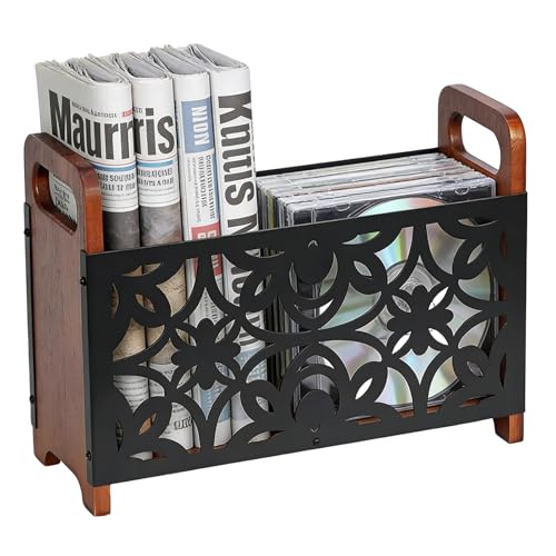 Guiwuiyu Zeitungsständer Holz Lotusblume Zeitschriftenständer Zeitungsständer Modern Zeitungshalter Bücherregal Zeitschriftenhalter Aufbewahrungskorb für Büro Zuhause und Wohnzimmer 33x23.5x13cm