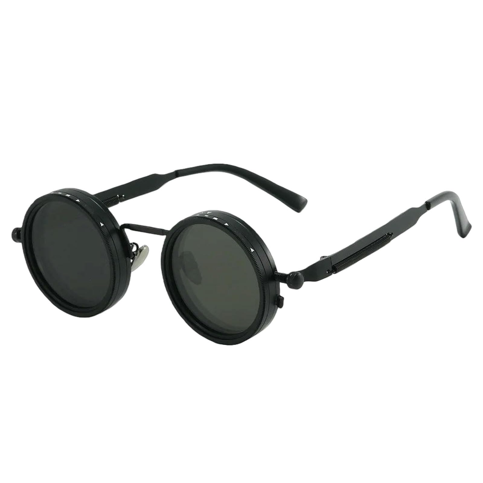 Gyios Sunglasses Round Polarized Adjustable Dimming Men Women Punk Driving Eyeglasses Outdoor Shades Uv400-black