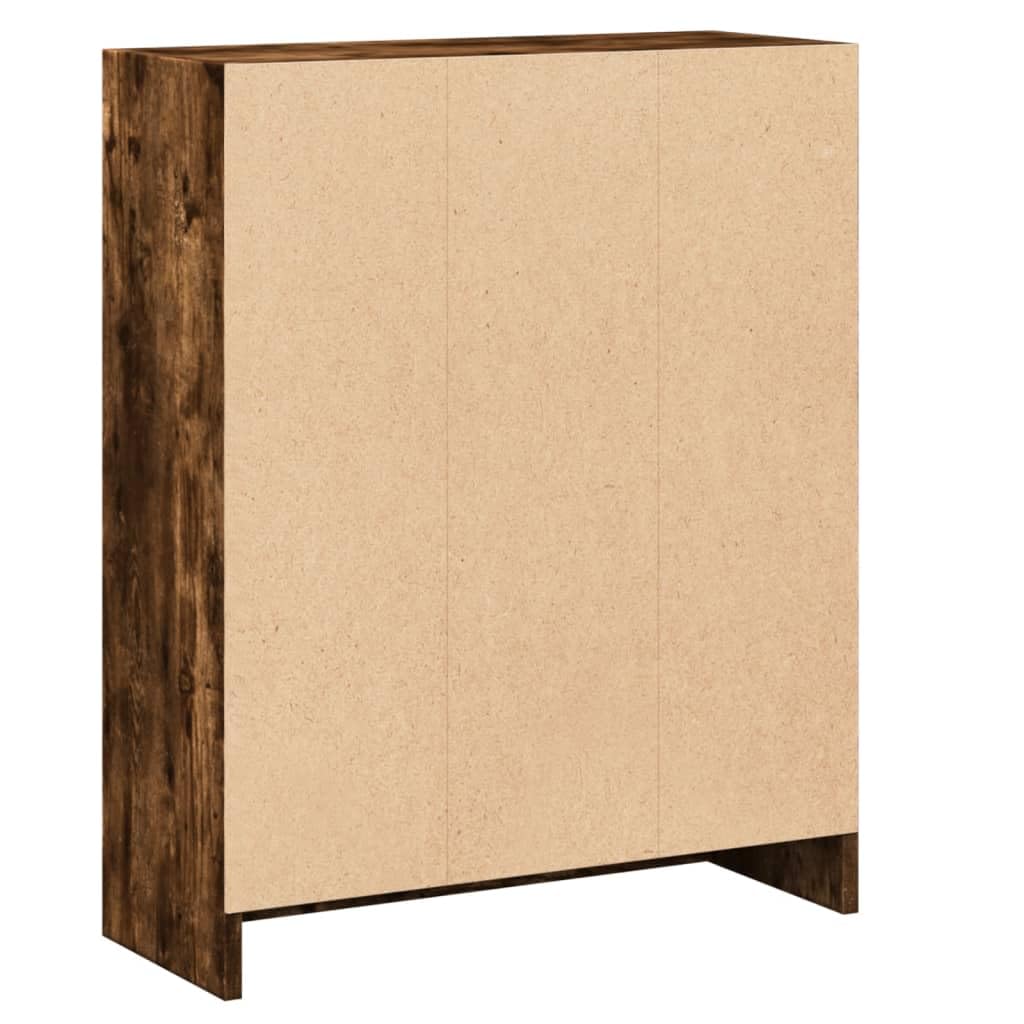 Kompaktes Bücherregal Räuchereiche aus Holzwerkstoff, 60x24x76 cm, mit 2 Böden und Oberplatte für Bücher, DVDs, CDs und Deko, multifunktional als Beistellschrank nutzbar,