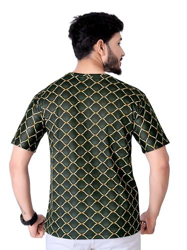Image of Round Collar Cotton Poly Striped Printed T Shirt for Men Half Sleeve T-Shirt