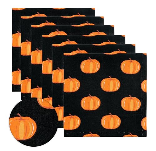 PurpleEssences Pumpkin Harvest Thanksgiving Cloth Napkins (6)