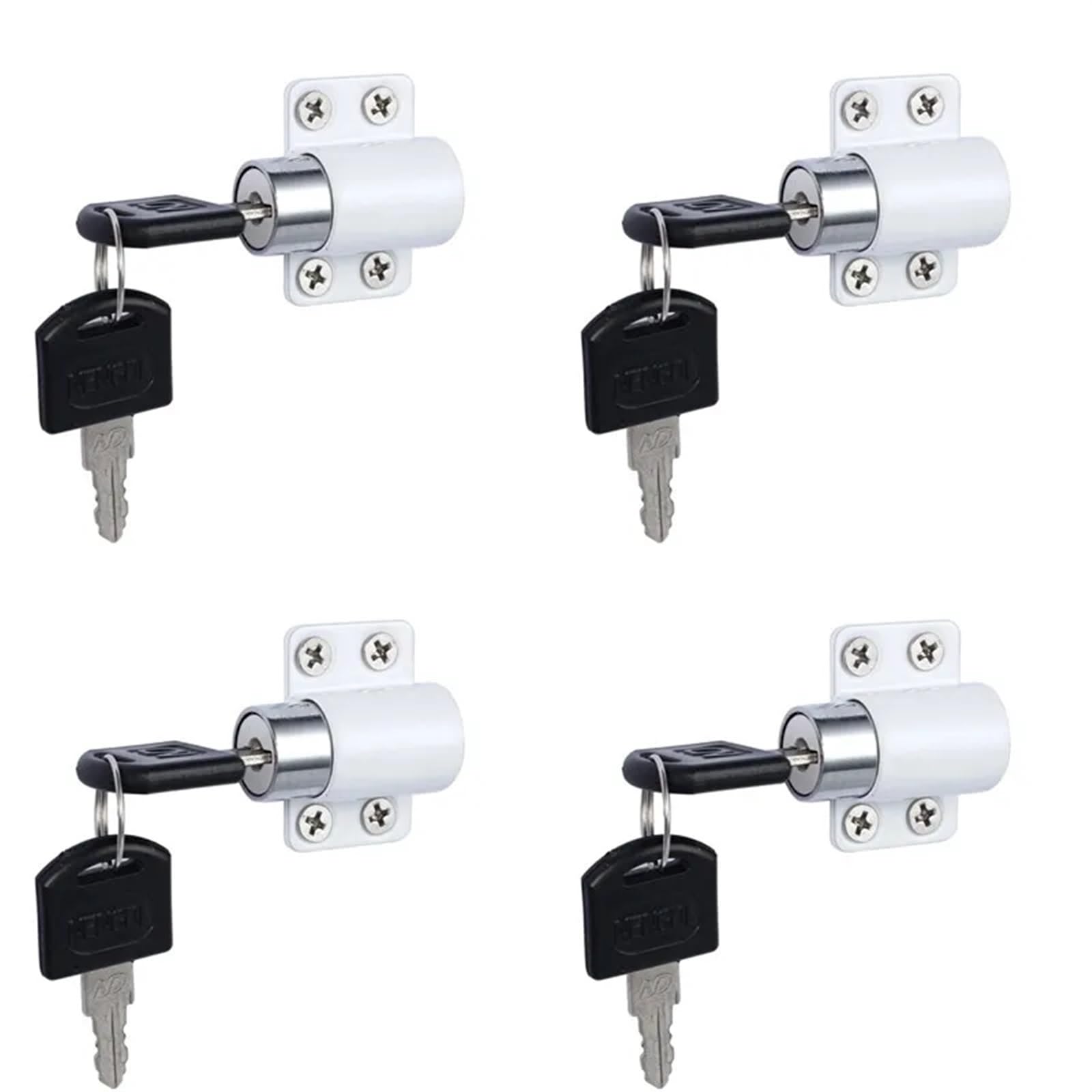 Serrure de porte coulissante et fenêtre en zinc blanc | Kit de 4 verrous antivol de patio