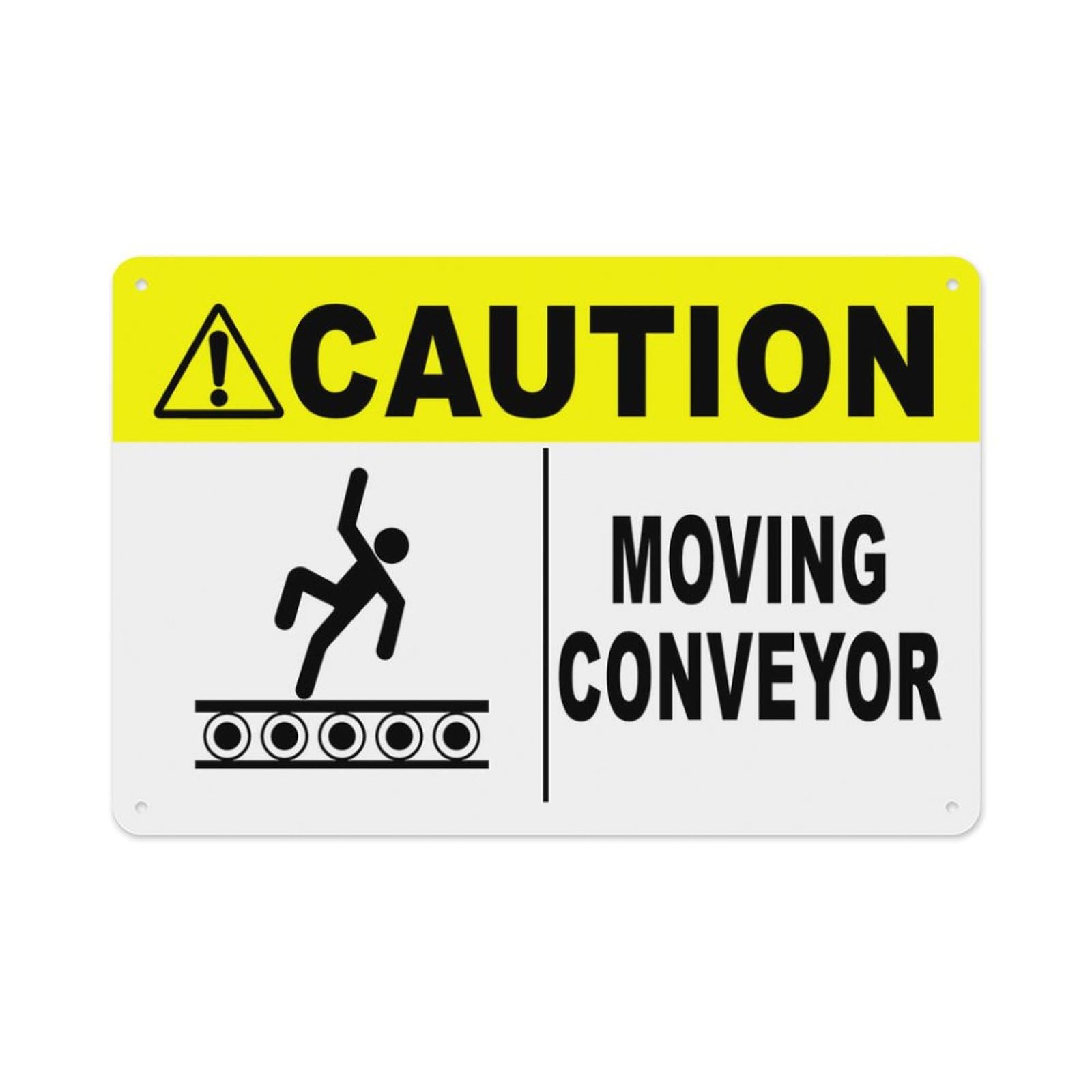Caution Moving Conveyor Aluminum Tin Sign 8×12 Inch, Home Garden Outdoor Wall Plaque