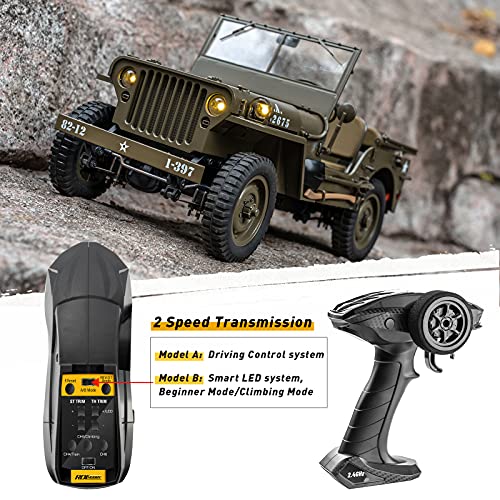 Wowrc Rochobby 1/12 1941 Mb Scaler Rc Jeep, 4X4 Hobby Grade Rtr Rc Car Mini Rc Rock Crawler Military, 2.4Ghz Rc Truck With 180 Brushed Motor, Led Lights, Battery And Usb Charger For Adults #TOP3