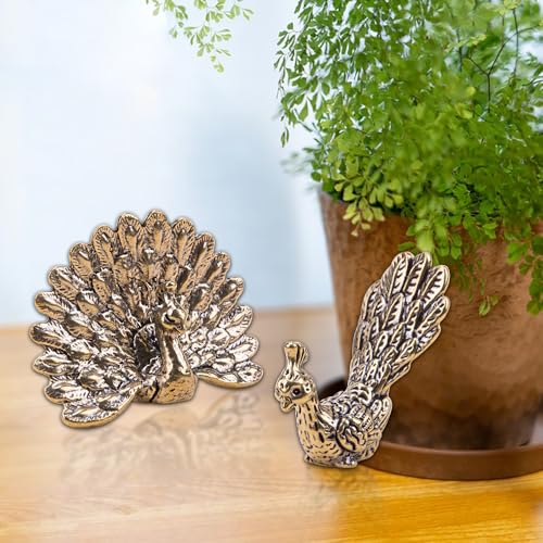 Figurines de Pavo Real de Latón Vintage 2Pcs miniatura 2