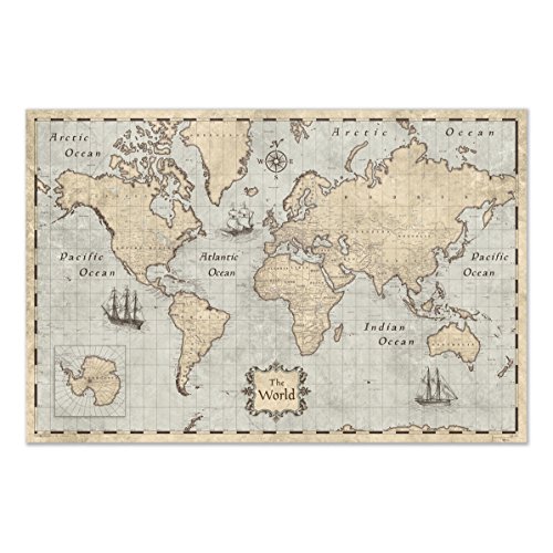 Conquest Maps Maps of The World Poster Beautiful for Home or Office, Great Gift: Wedding map, Anniversary map, Engagement map, Graduation map, Retirement map, Matte World Map (36 x 24 Inches)