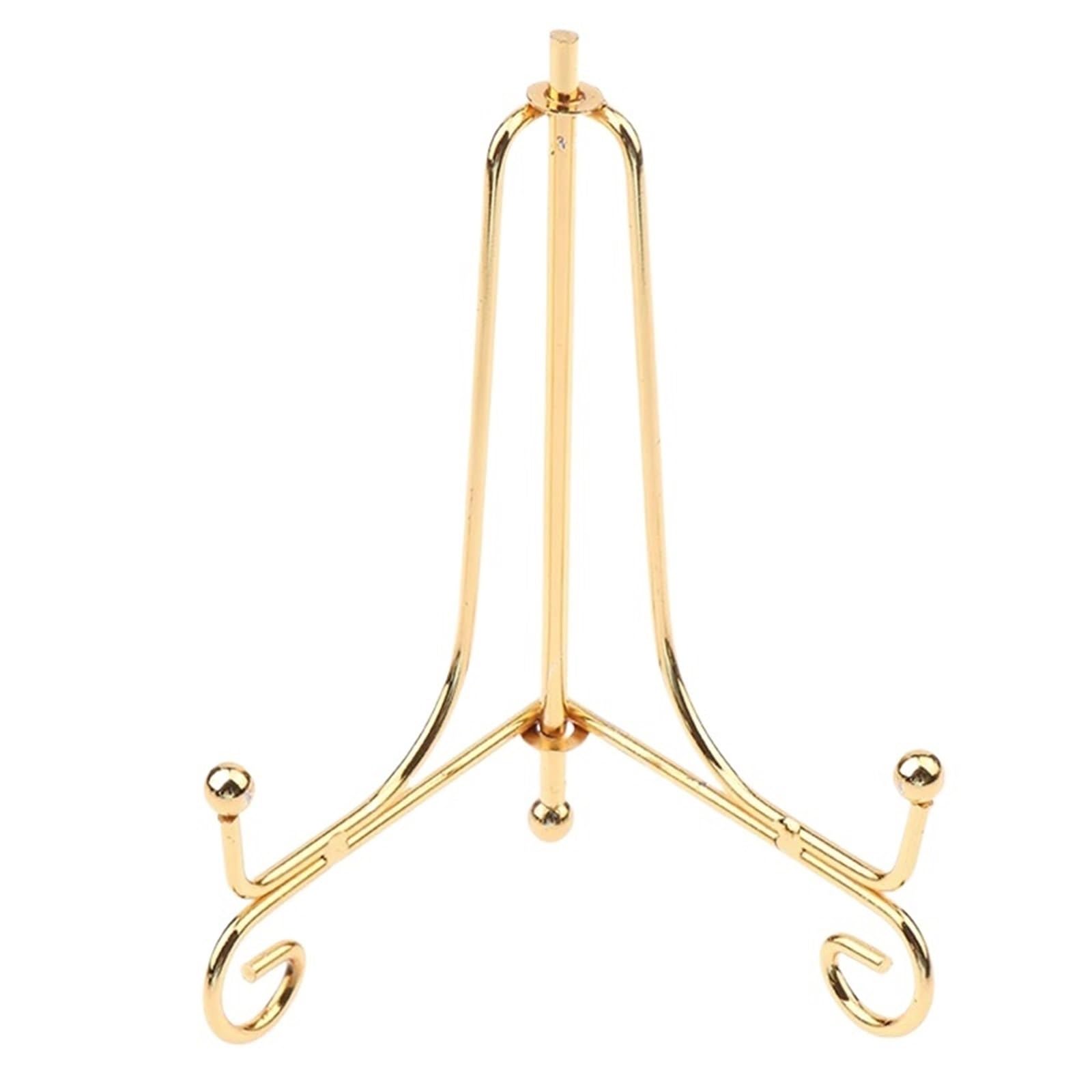 MYUYEE Tabletop Picture Stand 2Pcs Gold Iron Display Stand Craft Bracket Book Holder Photo Pedestal Bowl Dish Frame Picture Plate Rack Easel Storage Decoration