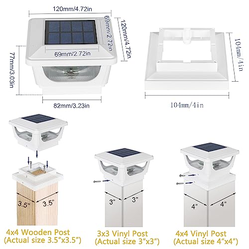 Sumaote Solar Post Cap Lights - 2 Pack Outdoor Solar Deck Fence Lights, Ip65 Waterproof Solar Light Fits 4 X 4 Wood, 3X3 & 4X4 Pcv/Vinyl Posts Garden Porch Patio Decorations, Warm White, 2 Pack #TOP3