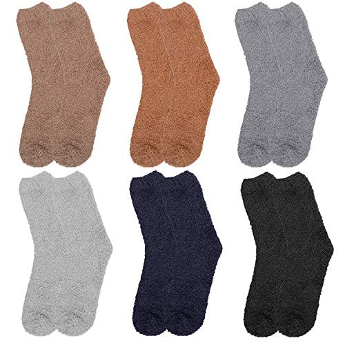 Image of Loritta 6 Pairs Womens Fuzzy Socks, Winter Warm Fluffy Slipper Socks