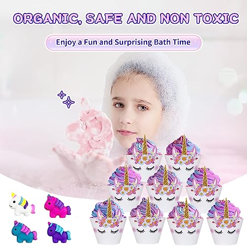 Ice Cream Form Bath Bombs For Kids, Unicorn Bath Bombs Gift Set With, Handmade Bath Bombs For Girls With Surprise Inside, Birthday Children's Day Halloween Christmas Gifts #TOP2