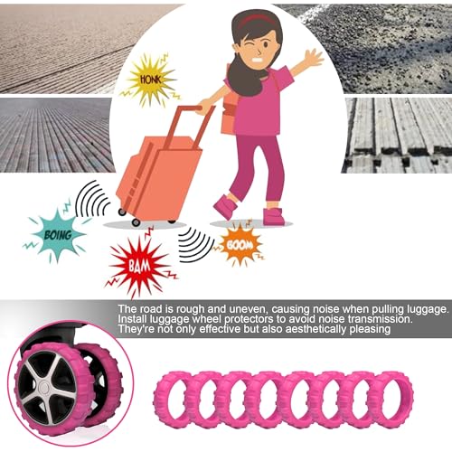 （8 Pack） Luggage Wheel Covers for Most 8-Spinner Wheel Suitcases, Silicone Material for Mute and Shock Absorption (Luminous Powder)3