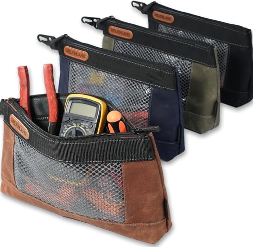 WELKINLAND 4-Pack Clear Tool Pouch, 12Inch Canvas Zippered Tool Pouch