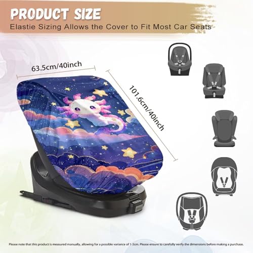 Image of XYZCANDO Axolotl Print Baby Car Seat Cover Cartoon Summer Carseat Cover Protect from Sun /Hot Days UV Rays Protective Baby Car Seating Sun Shade Cover for Travel Car Accessories 2025