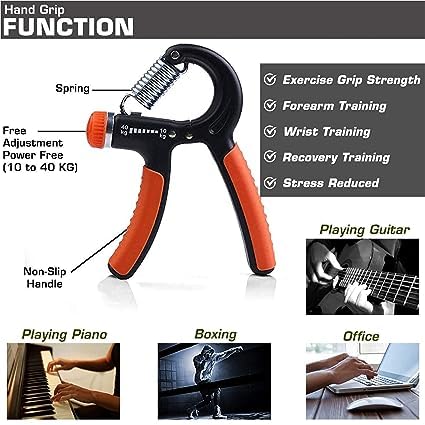 Image of Fitfix Combo of 1 Adjustable Hand Gripper and 2 Finger Gripper Multi Tension 6 Months Warranty Strengthener for Gym Workout Hand Exercise Equipment (Forearm Exerciser Advanced + Hand Gripper)
